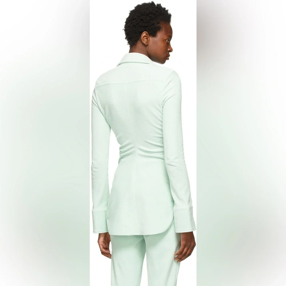 Alexander Wang Green Velour Fitted Shirt - Picture 2 of 4